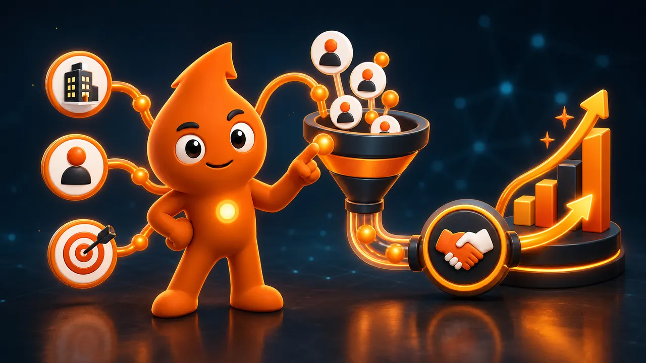 GrowthSparx mascot guiding qualified leads through a measurable revenue pipeline